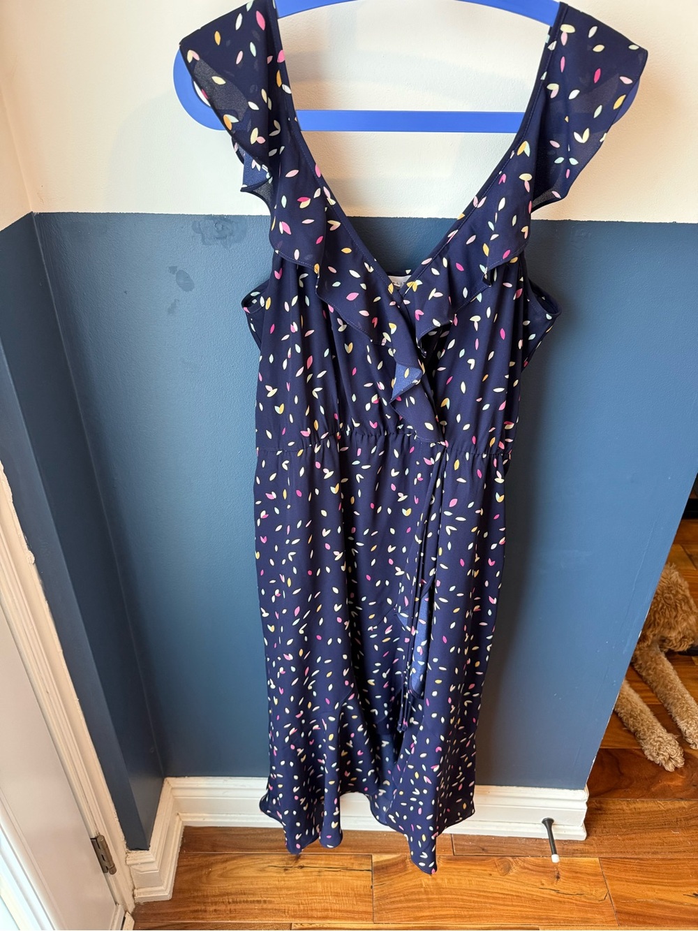Socialite Navy Confetti Print High-Low Dress